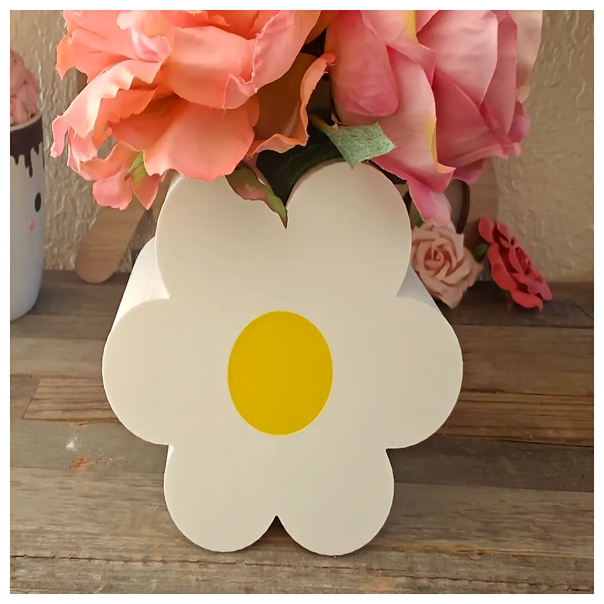 cute daisy vase for home decor small glass flower jar for fresh blooms white ceramic bud holder table centerpiece