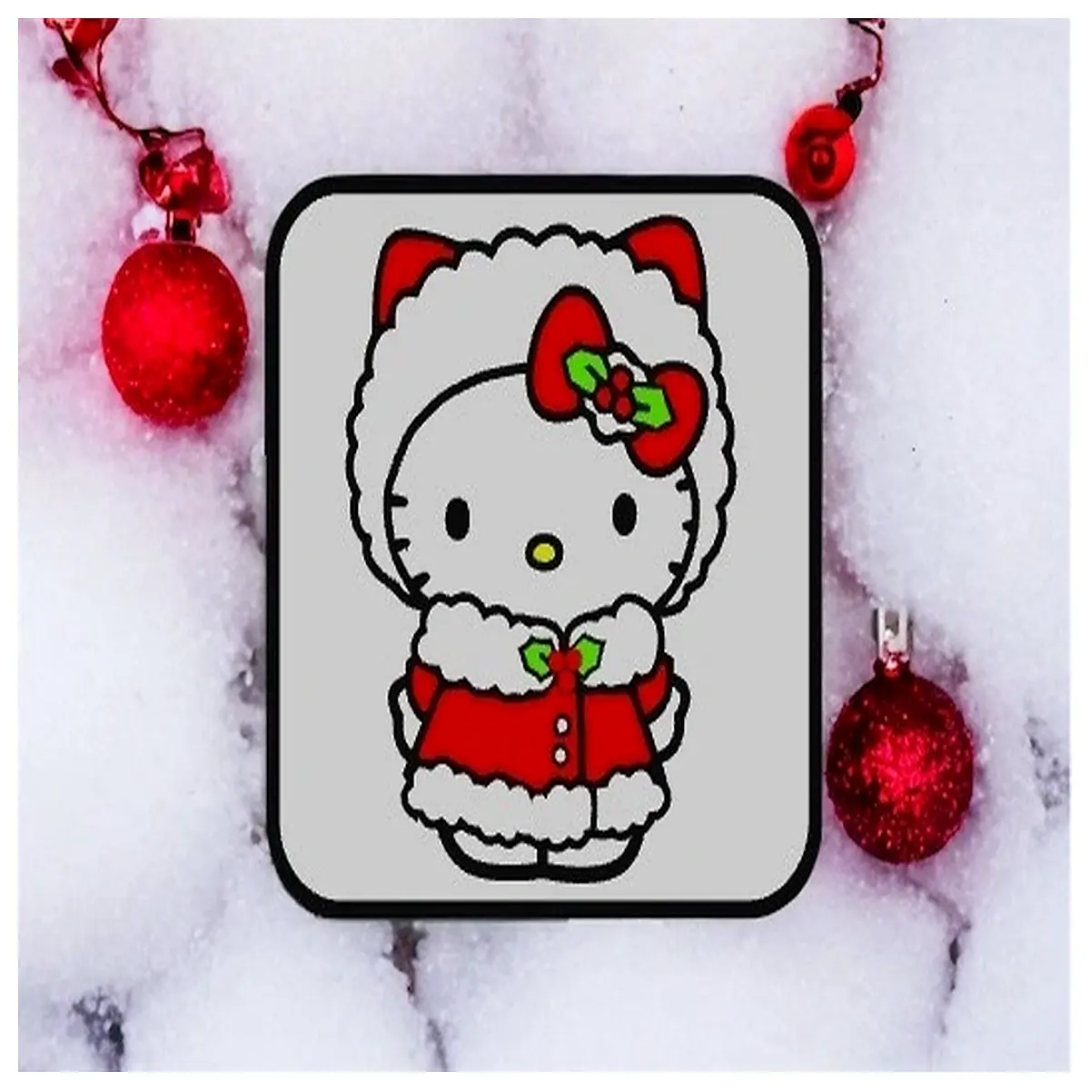 christmas cat wall mural kids room decor festive winter scene large scale printable wallpaper