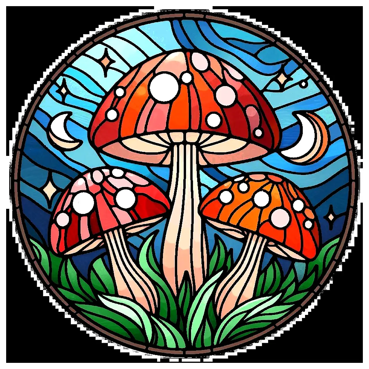 stained glass mushroom colorful glass figurine decor whimsical home accent lighting