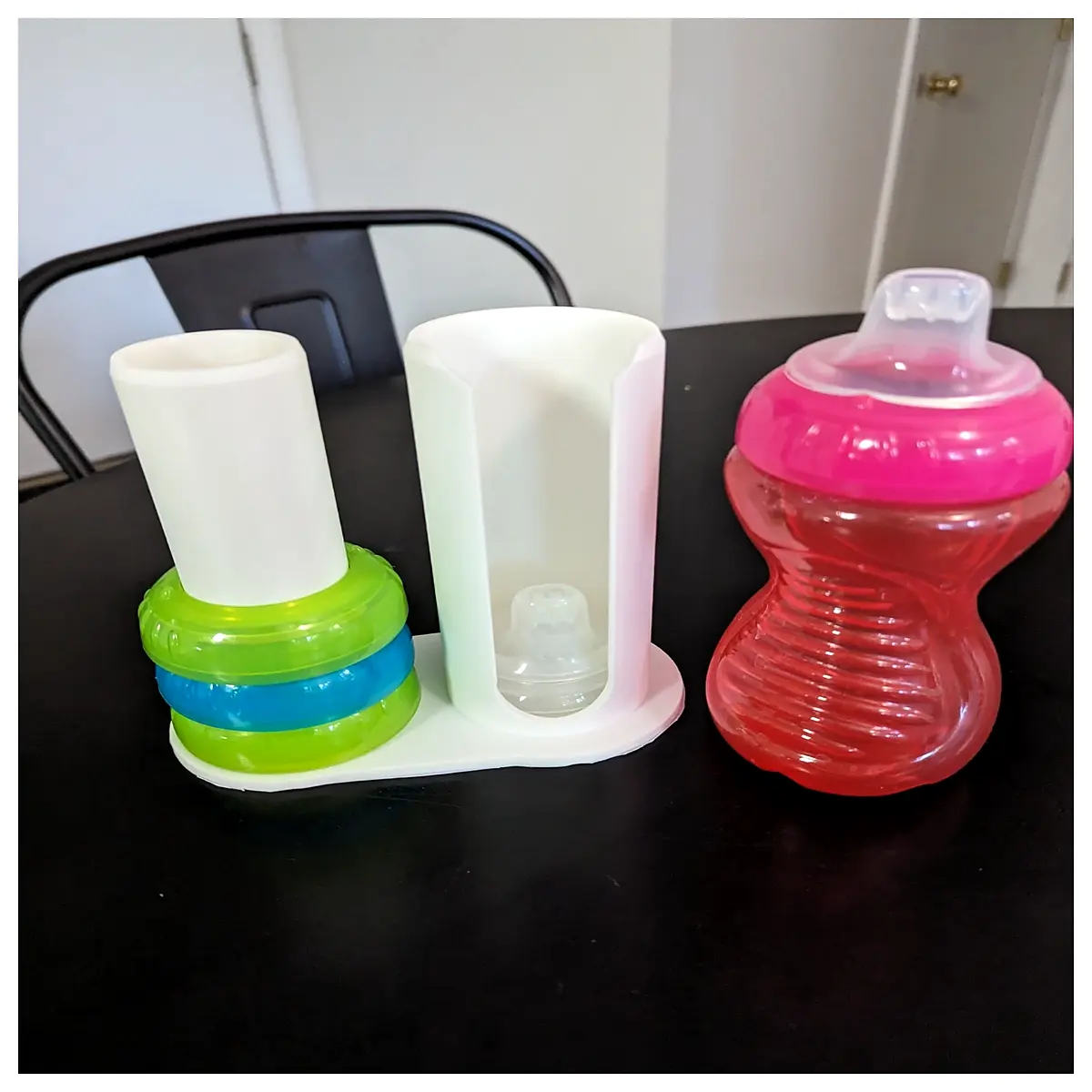 baby sippy cup lid organizer with nipples toddler straw cup parts storage box silicone spout holder for kids drinks