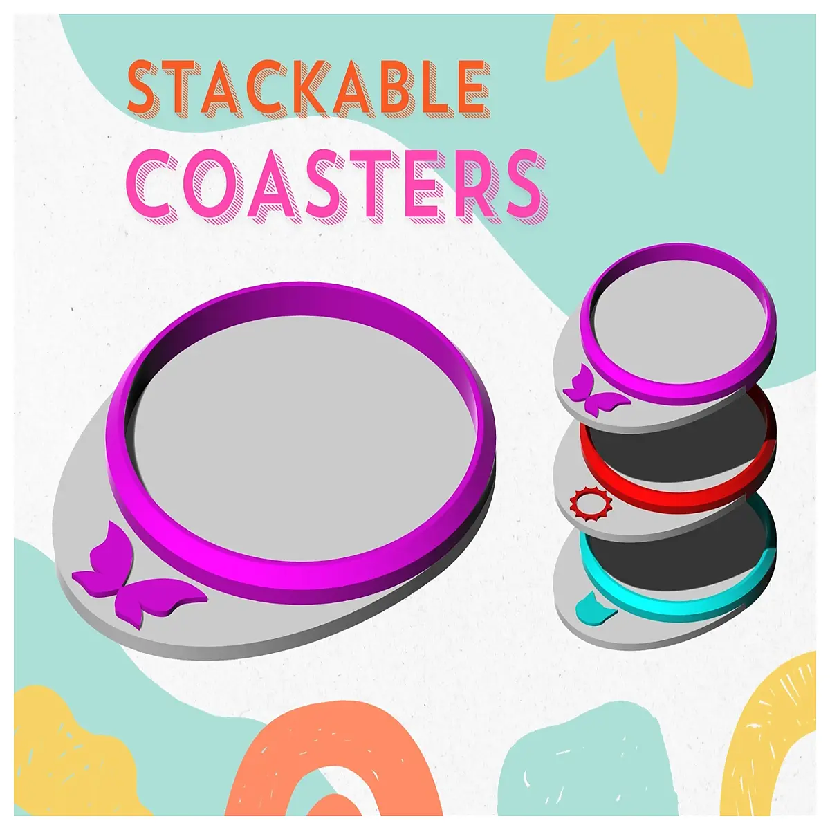 stackable coasters with design for table protection heat drink mats decorative home decor accessories