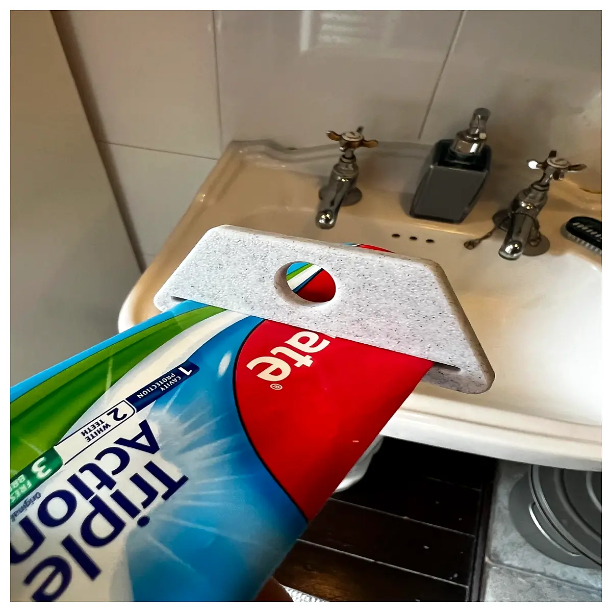 toothpaste squeezer tube roller dispenser holder for bathroom sink countertop plastic squeeze tool