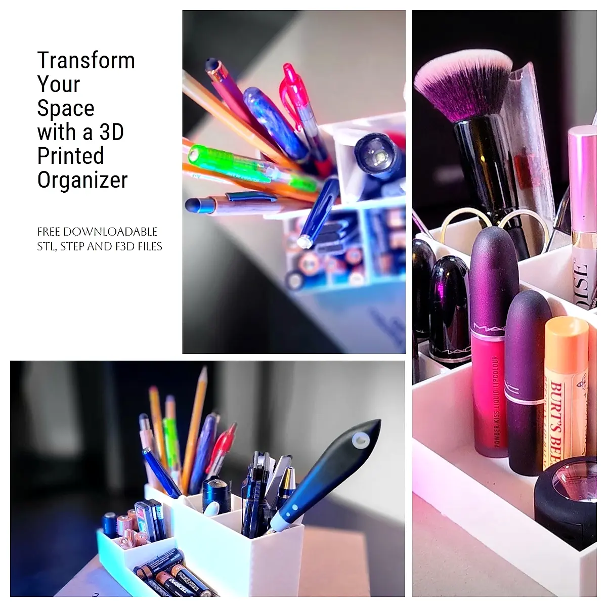 desktop printed organizer box for pens cables small items space saving storage