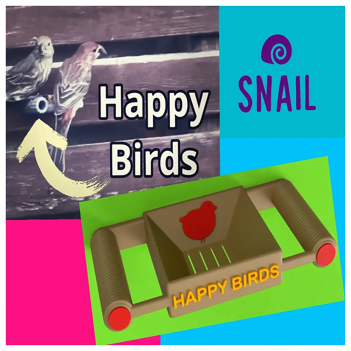 happy bird smooth wall mounted feeder hanging pet food dispenser for small birds