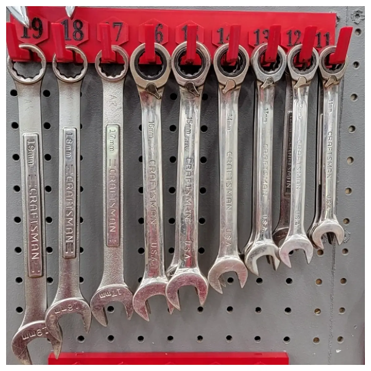 19mm and 11mm combination wrench holder rack organizer tool storage box