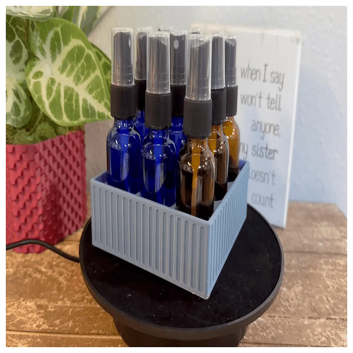 essential oil tray organizer 9 well and 6 hole storage rack for bottles