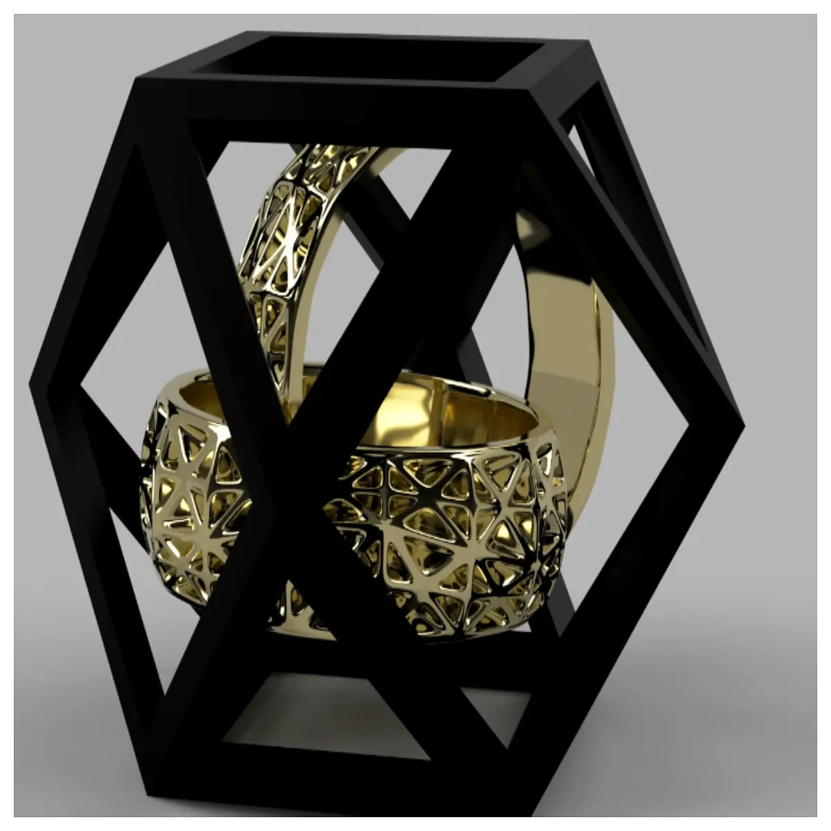 octahedron ring geometric silver gold minimalist jewelry for men women modern piece