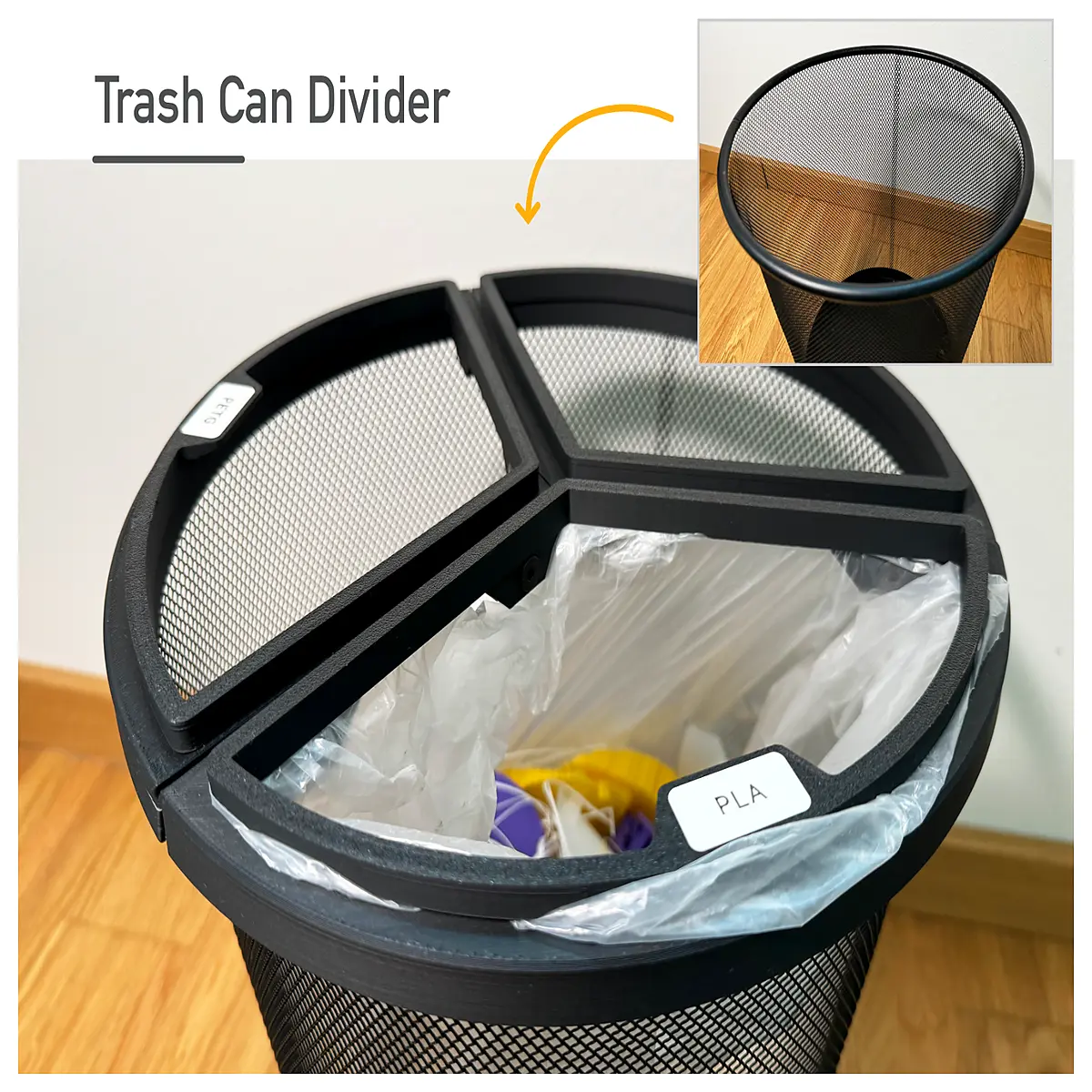 round trash can divider insert organizer for kitchen bathroom waste bin sorting system