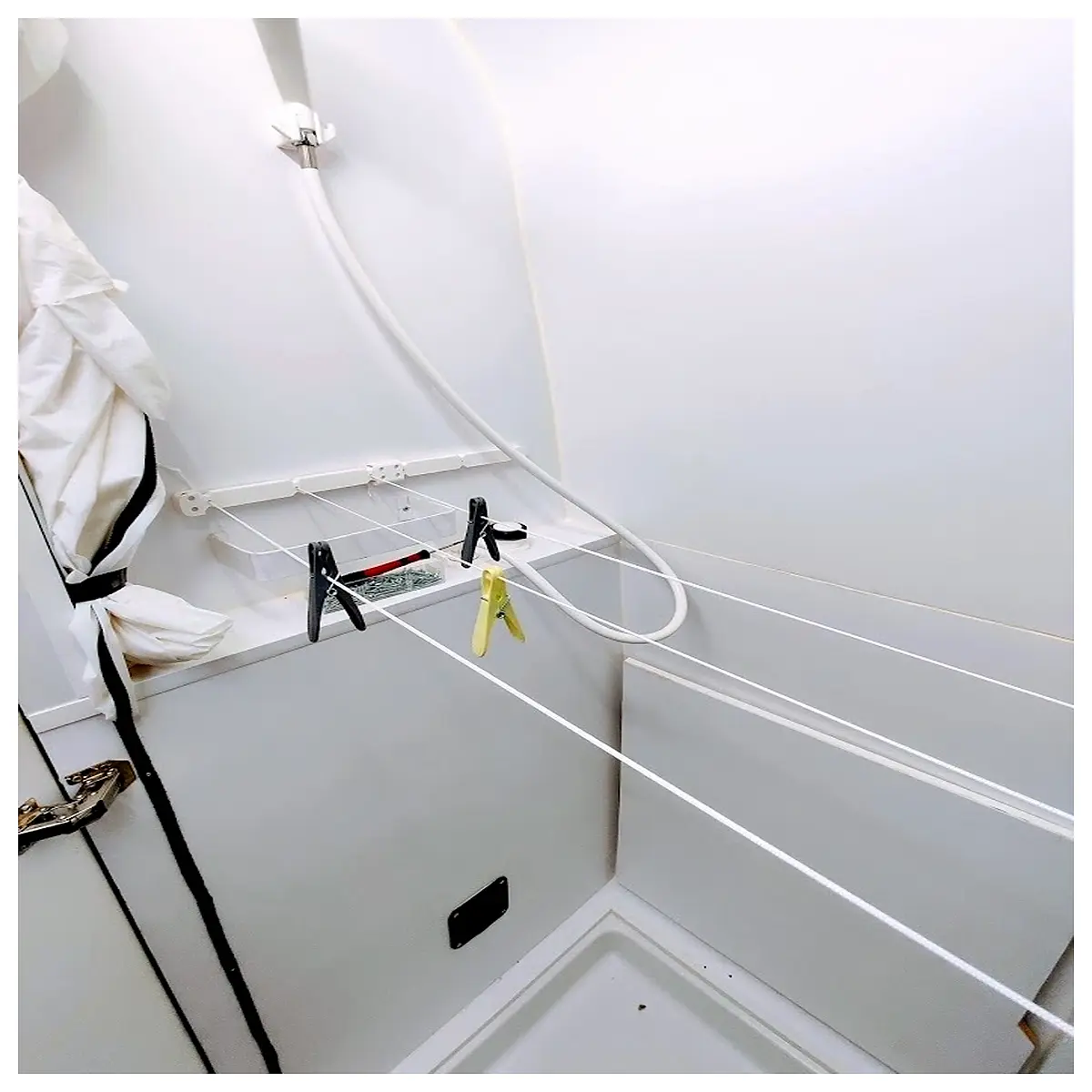 rv portable clothesline for camping foldable drying rack for camper van interior outdoor laundry hanger with suction cups