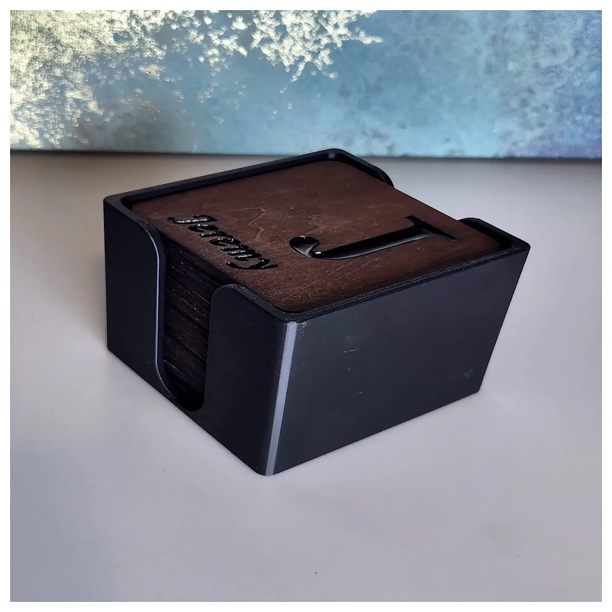 wooden coaster holder organizer for coffee table living room decor