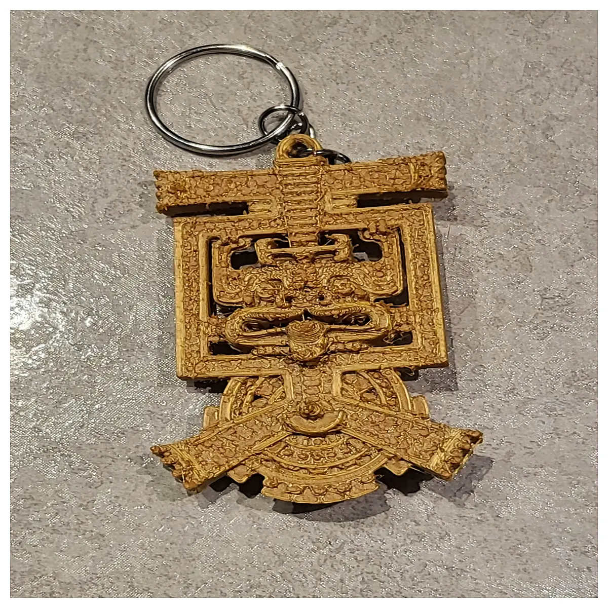 aztec double sided keychain metal durable men women vintage style car keys organizer