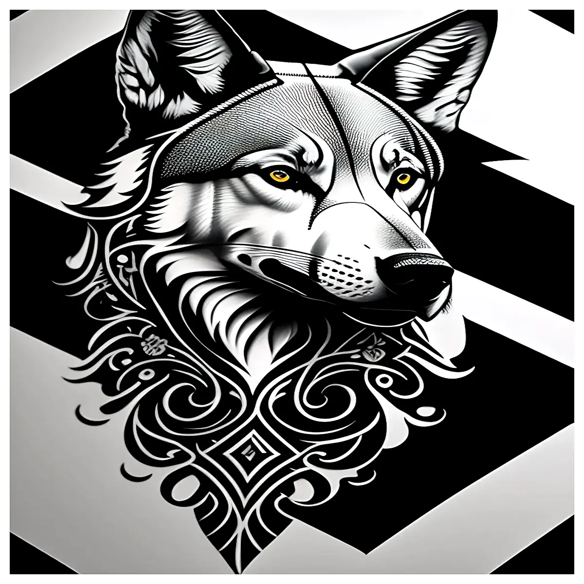 modern geometric wall art canvas prints for living room abstract wolf head poster minimalist grey black animal decor