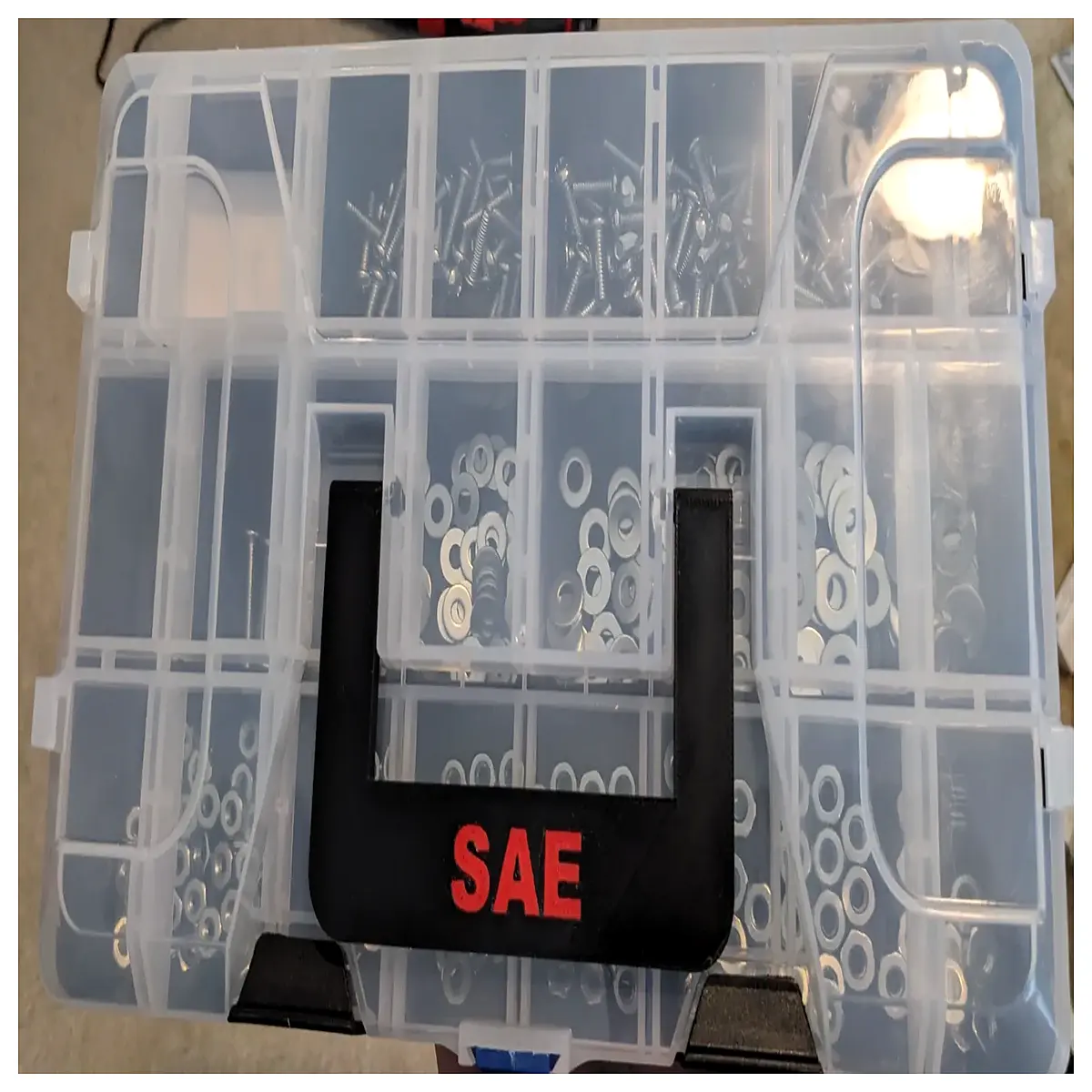 lowe s hex nut organizer with handle sae metric bolt bin storage container for tool chest drawer