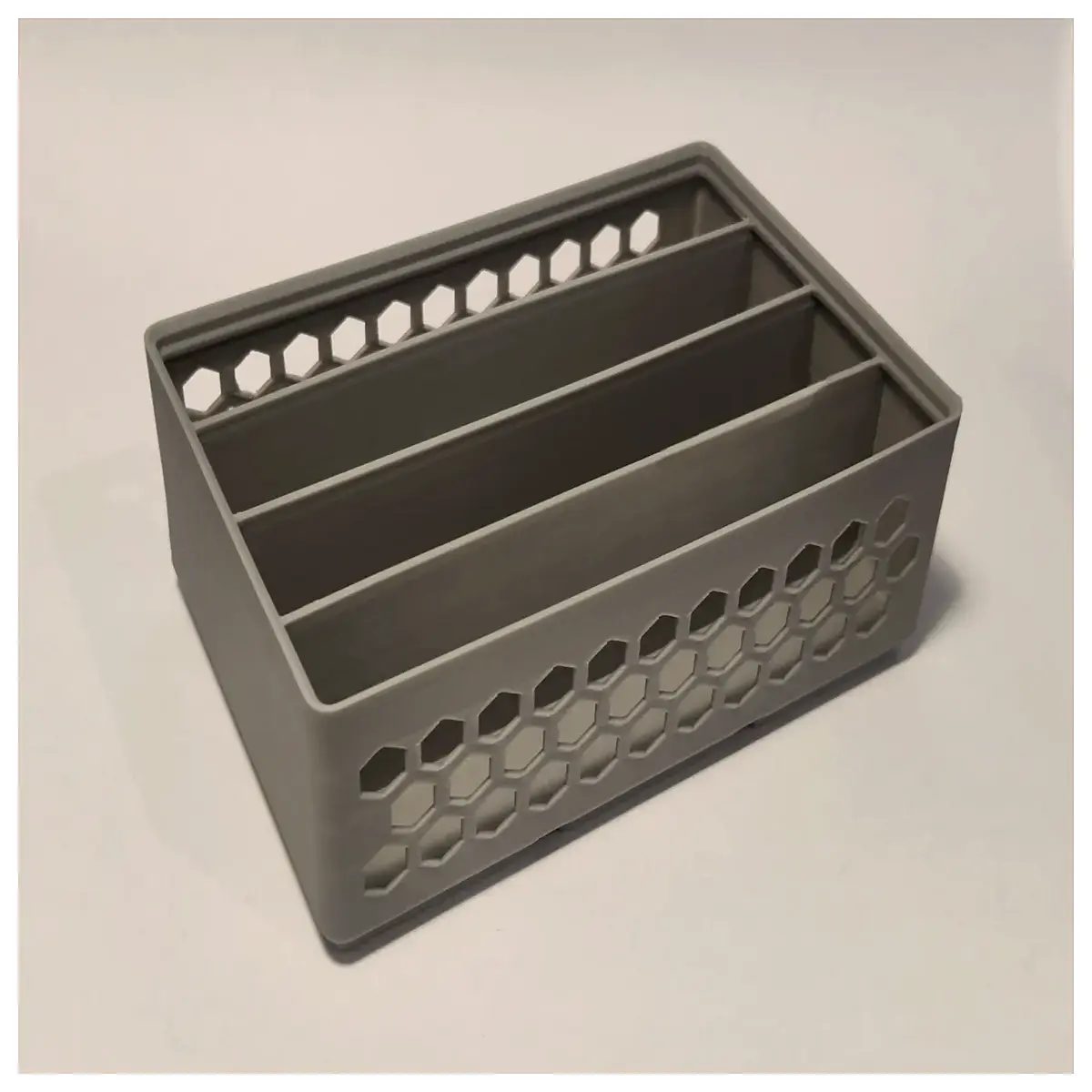 2x3 hexagonal wall grid trash can organizer with 1x4 compartment dividers for kitchen pantry storage