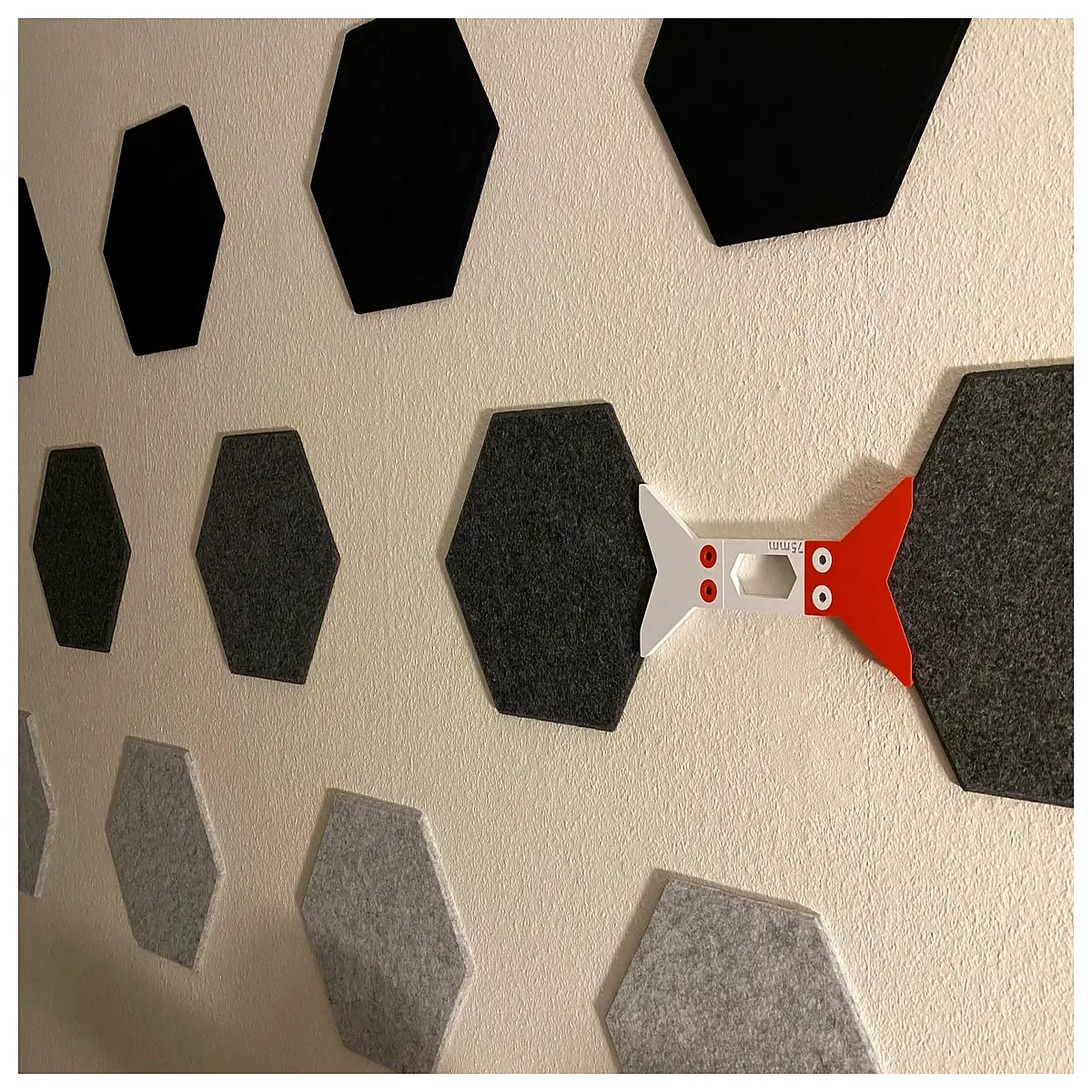hexagonal acoustic panel alignment jig tool v2 for precise wall mounting spacing guide