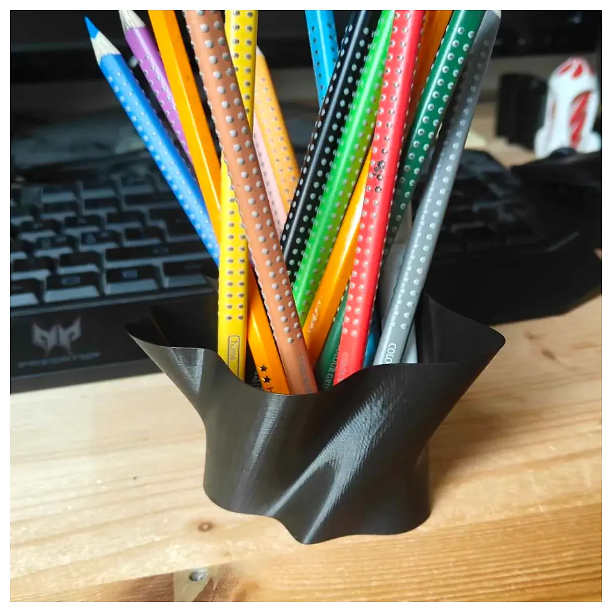 cute pencil holder for desk large capacity pen cup organizer mesh wire stationery storage bin