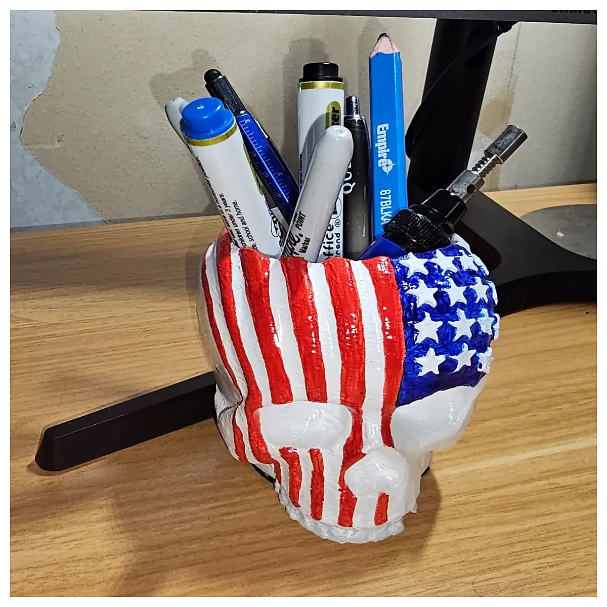 road trip skull pen holder desk organizer rockabilly retro office supplies cool men