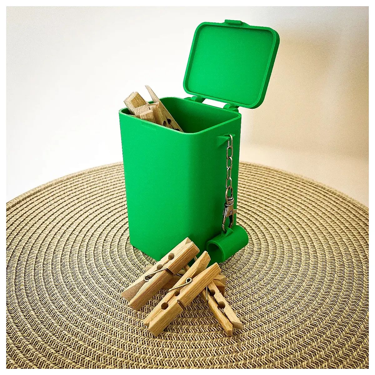 clothespin holder with lid no needed plastic peg organizer for laundry room cabinet storage