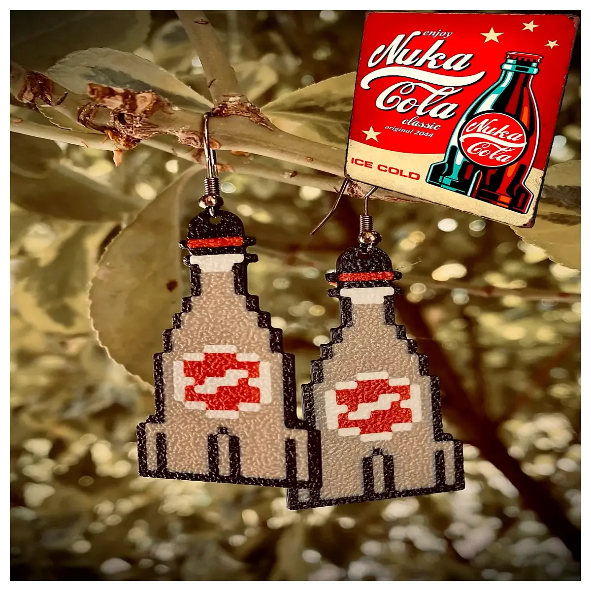 nuclear cola earring punk rock drop earrings black resin jewelry edgy gothic accessory