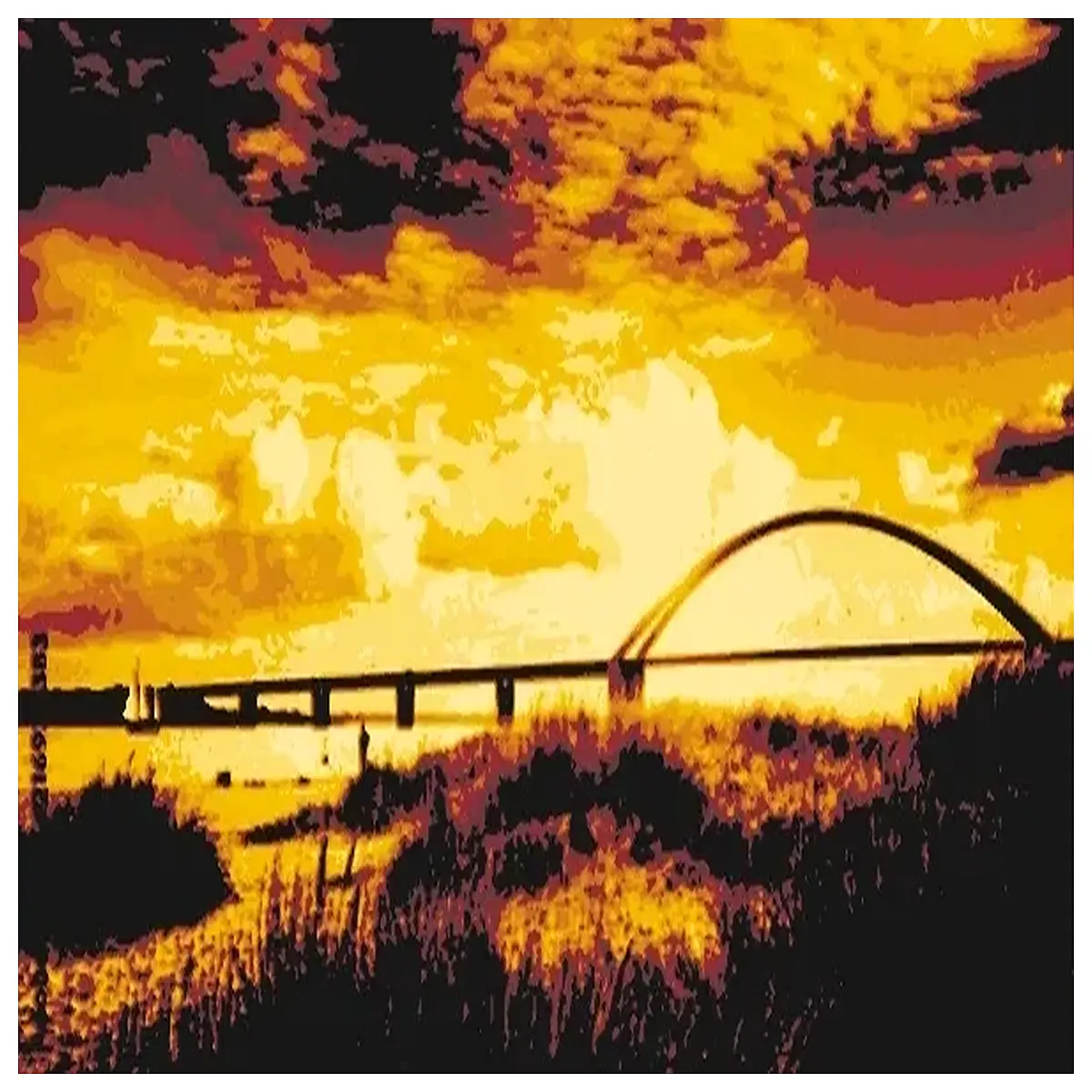 fehmarn belt sunset panorama poster nordic landscape wall art scenic bridge view home decor