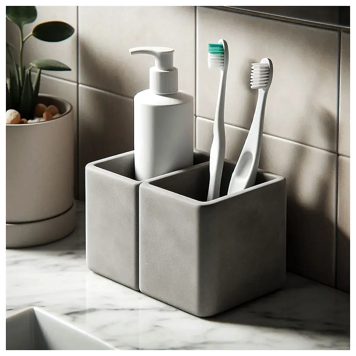 modern bathroom toothbrush holder with cup for electric toothpaste organizer counter storage