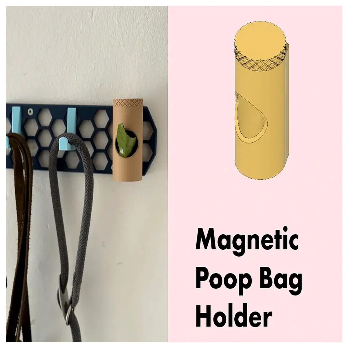 magnetic poop bag dispenser holder for leash clip on dog waste bags organizer