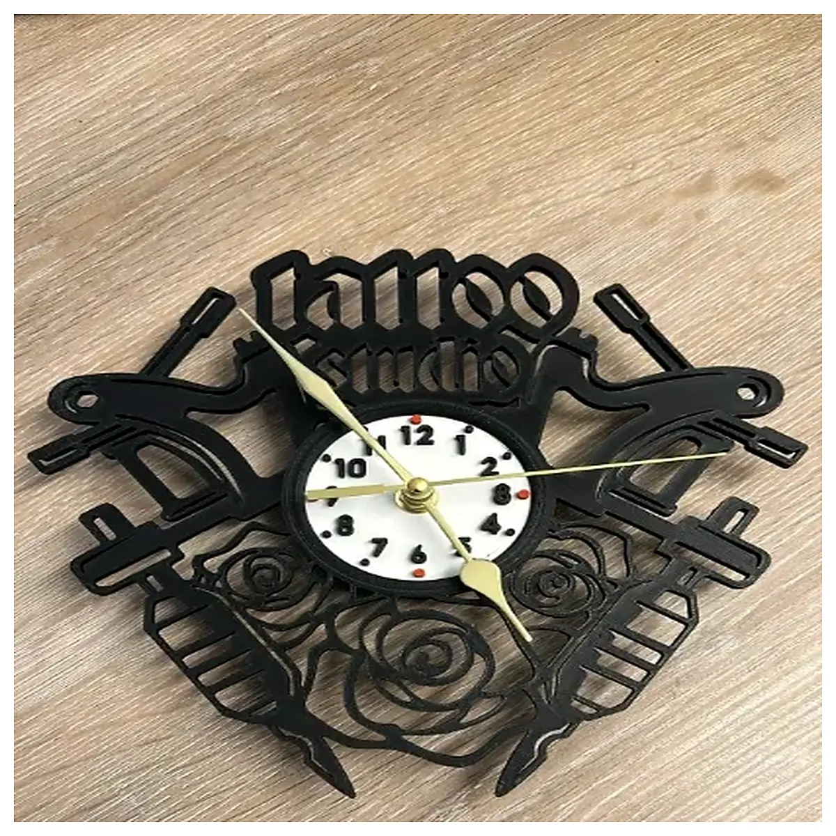 tattoo studio wall clock industrial vintage metal large silent movement decorative art piece for shop decor