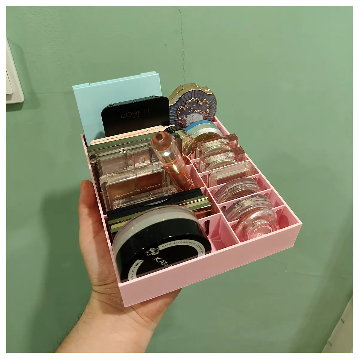 blush palette organizer box clear acrylic makeup storage case for powder bronzer compact vanity desktop