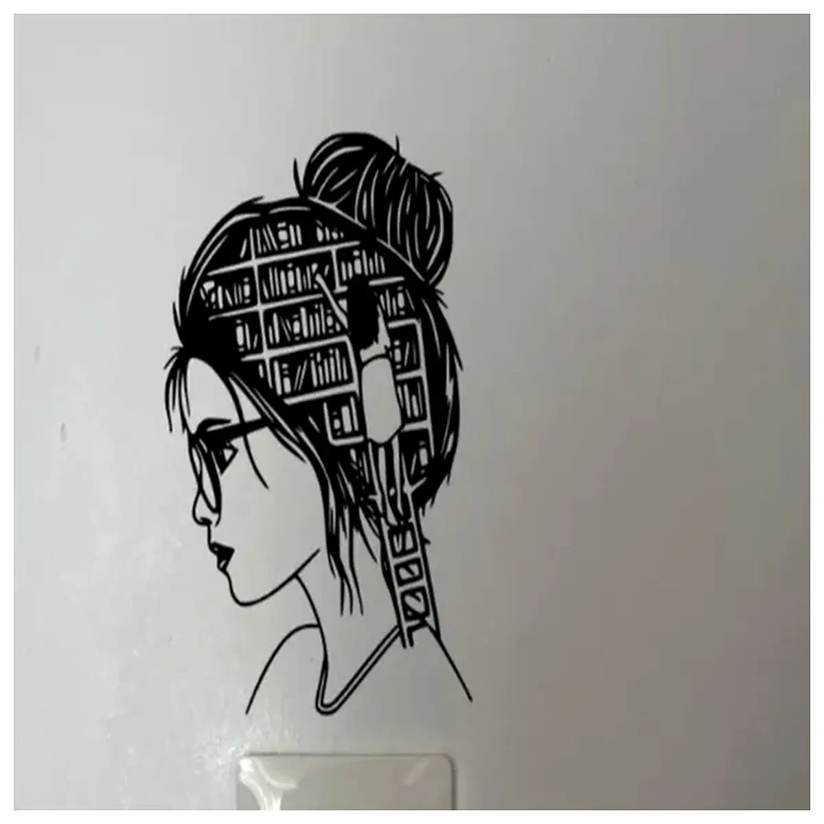 woman reading book on head balancing books challenge funny stack of books photo intellectual humor props