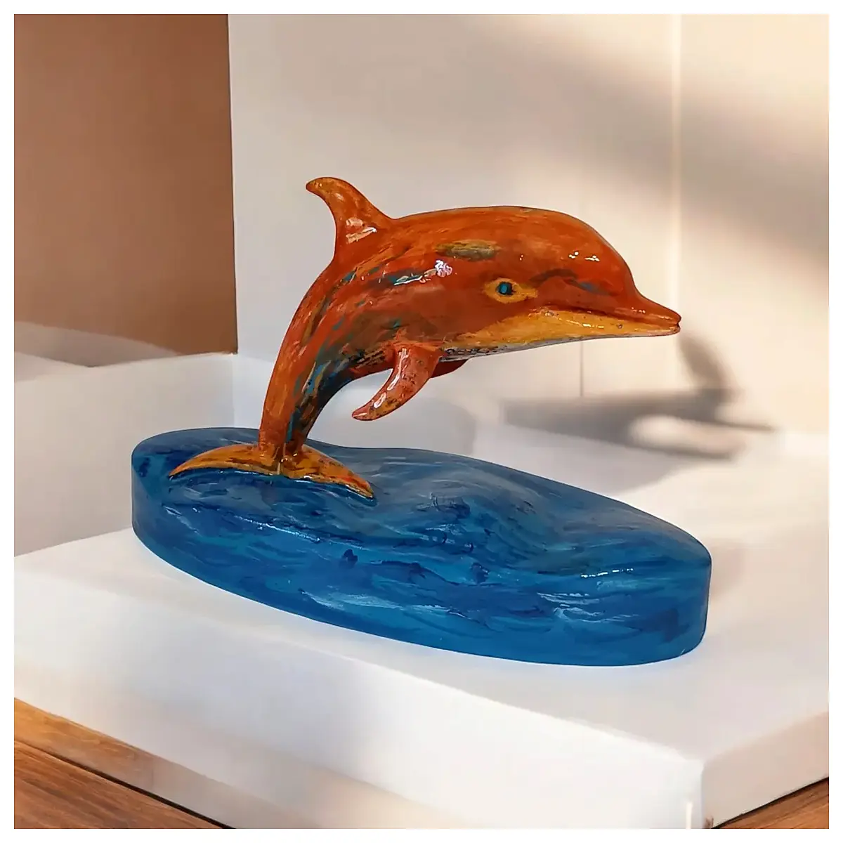 resin dolphin figurine sunset glow home decor shelf ornament