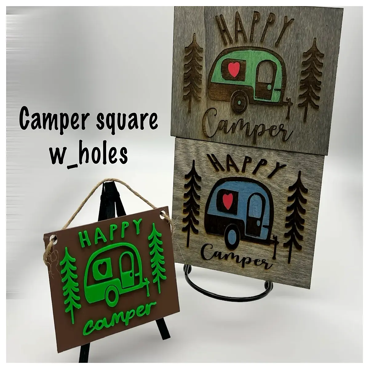 square camping decor board with holes rustic cabin wall art outdoor patio hanging sign garden fence panel