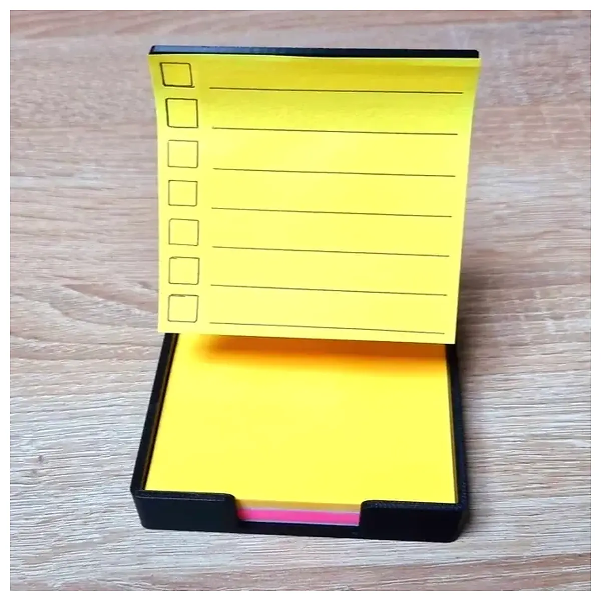 adhesive note holder with drawing template grid ruler for desk organization sticky notes organizer