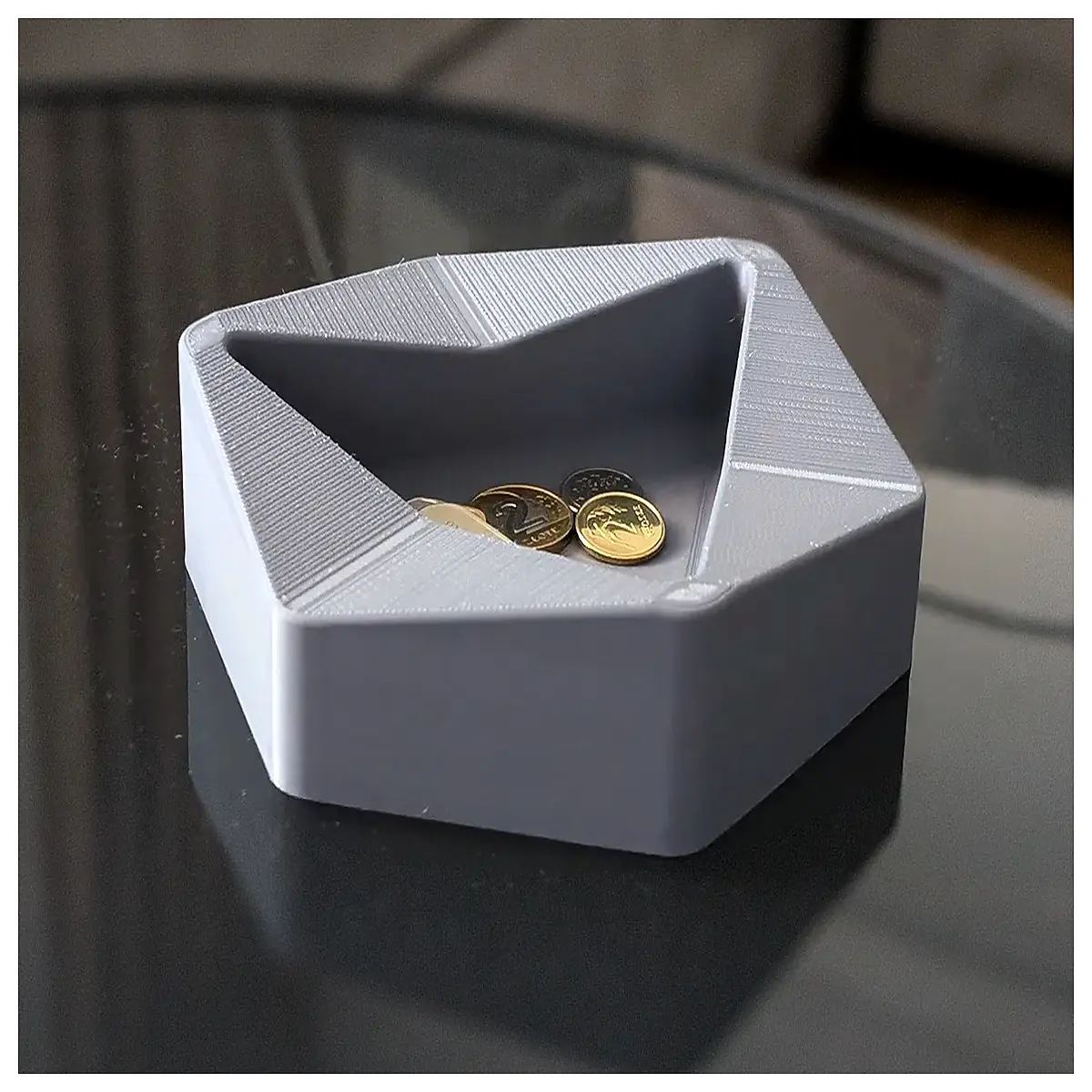 modern hexagonal serving tray with geometric triangle inserts gold metal organizer for home decor