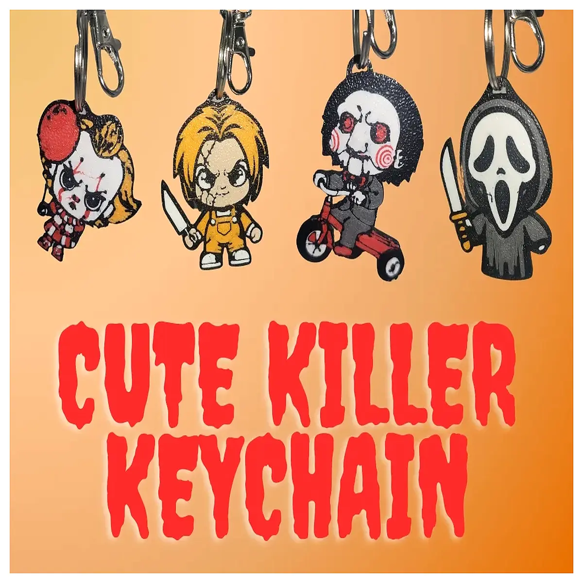 cute but deadly keychain kawaii assassin pendant mini killer toy for bag edgy goth accessories funny dark humor gift