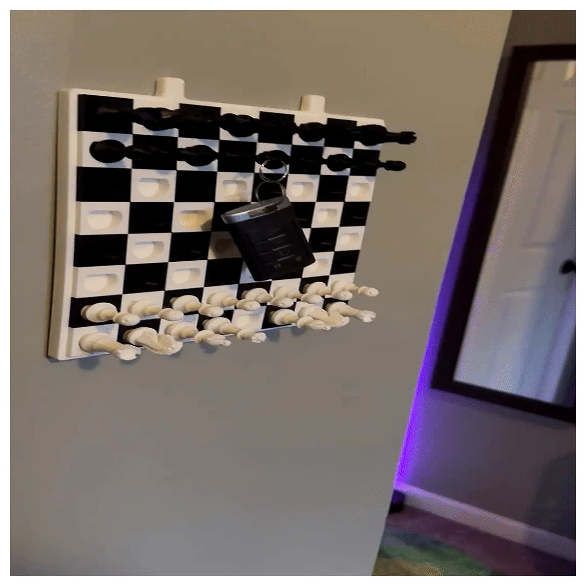 chess board key holder desk organizer wooden chess piece storage for home office