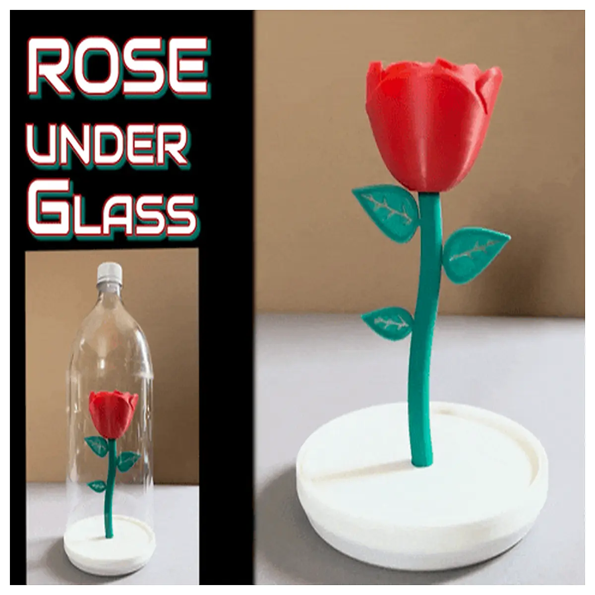 glass rose dome case for 2l soda bottle storage and decoration