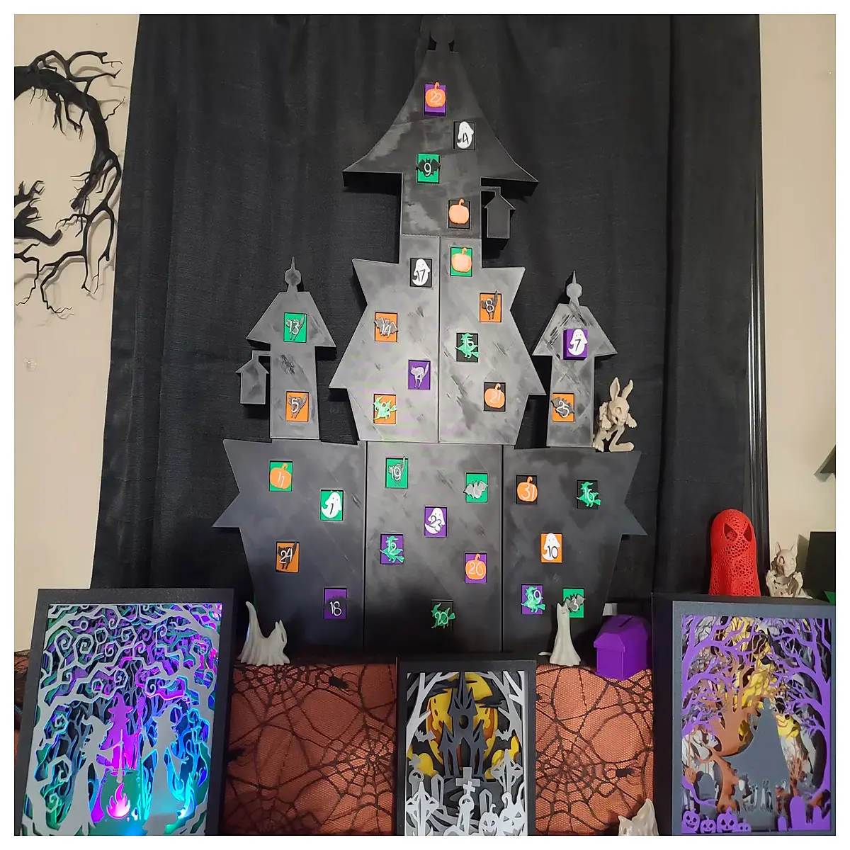 halloween countdown calendar 2024 daily treats for kids adults spooky advent window door sticker