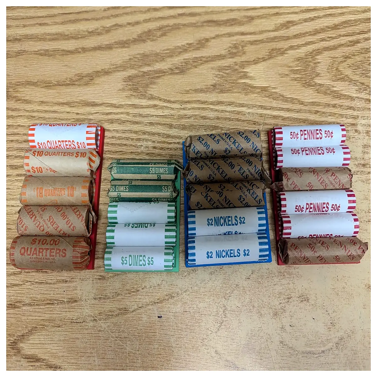 coin roll holder organizer for quarters dimes nickels pennies bank counting machine storage box