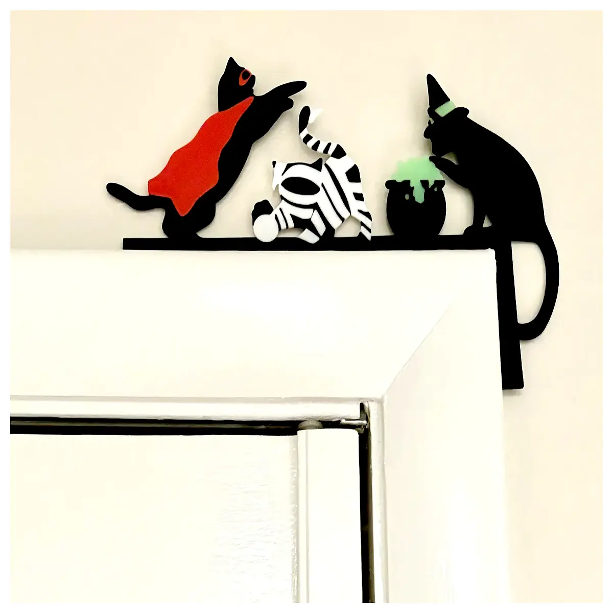 halloween cat door frame decoration spooky porch decor for front door