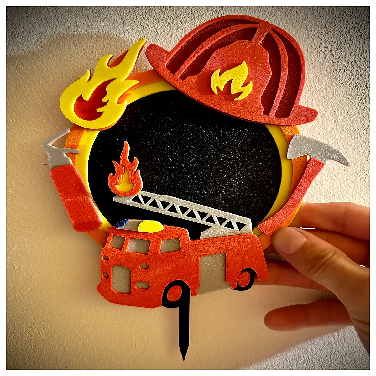 firefighter birthday cake topper set with helmet and fire station themed party decorations for kids