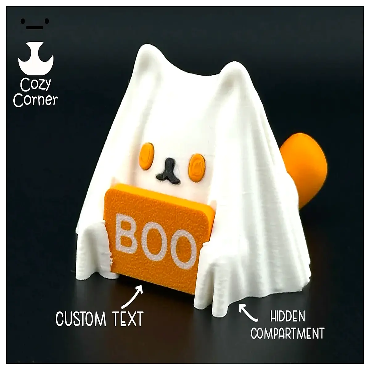 mini ghost cat box storage organizer small desk decor cute spooky halloween gift