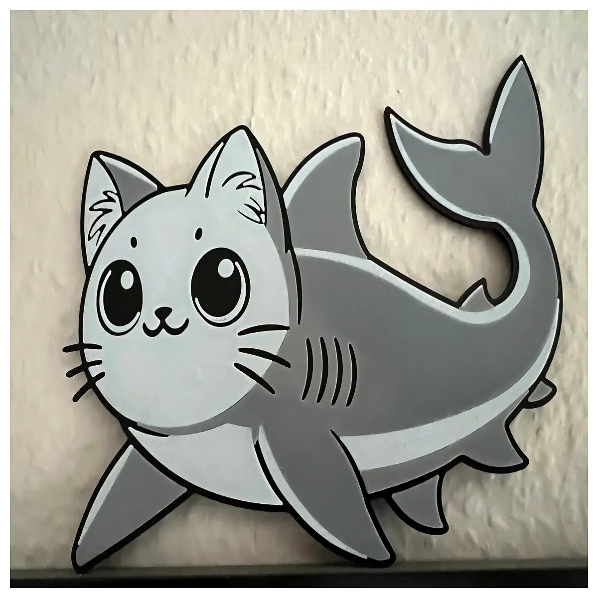 cat shark plush toy funny feline predator decor cute cat fish pillow kawaii animal statue for shelf