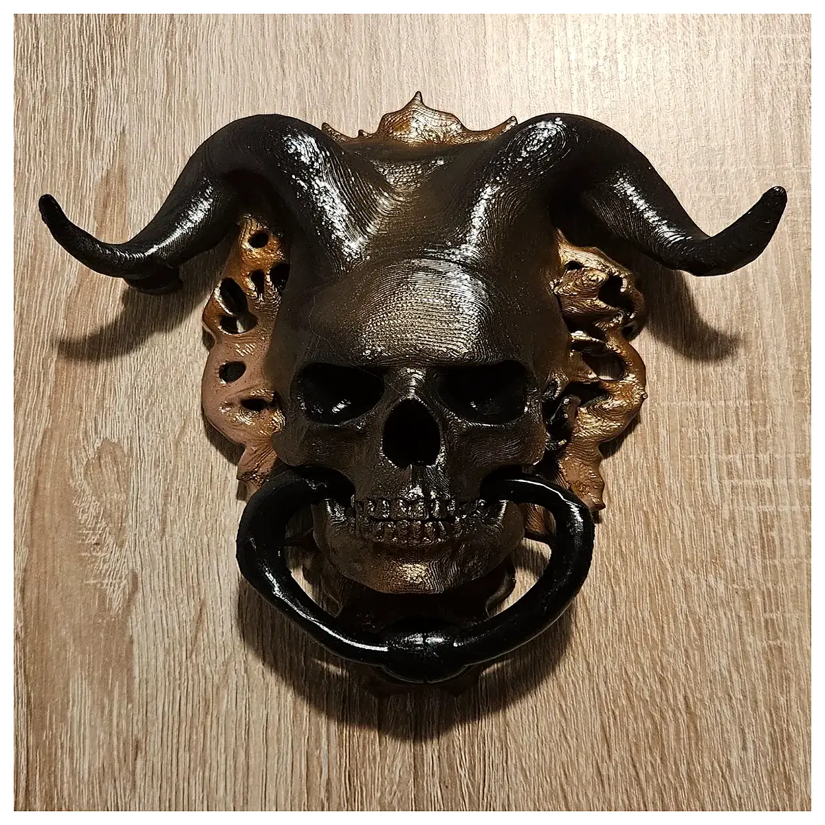 gothic skull door knocker vintage brass metal home decor spooky front entrance hardware