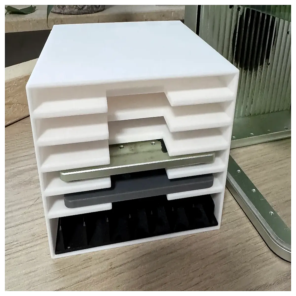 f1 jig tray storage rack for assembly line organization and fixture holding