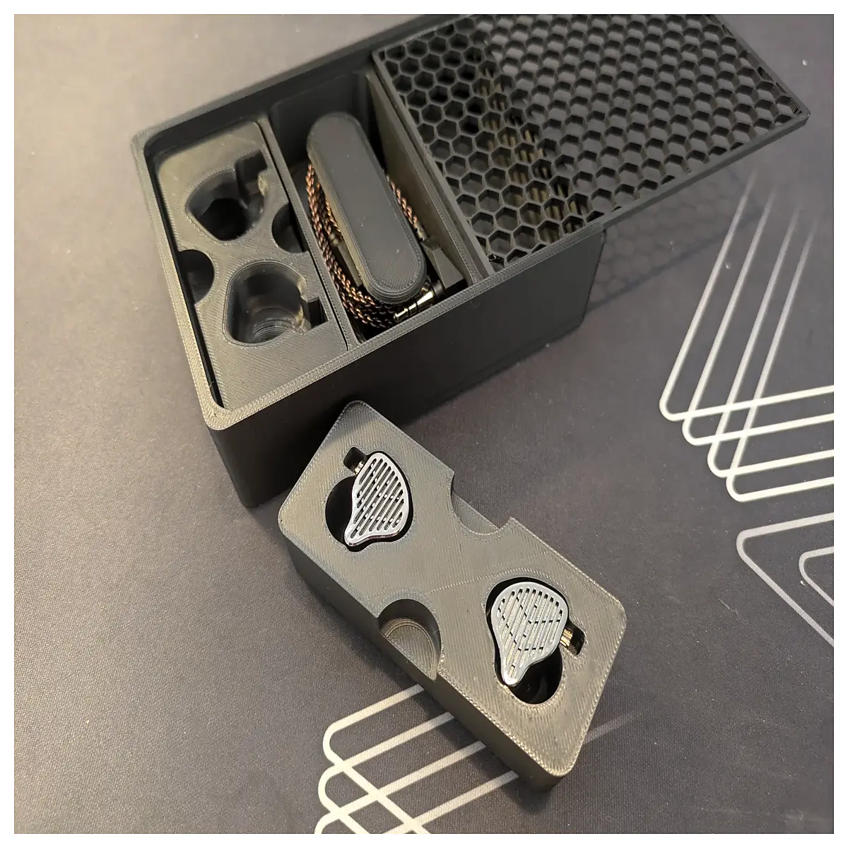 kz pr2 earphone case holder slot storage organizer for in ear monitor iem cable management accessory