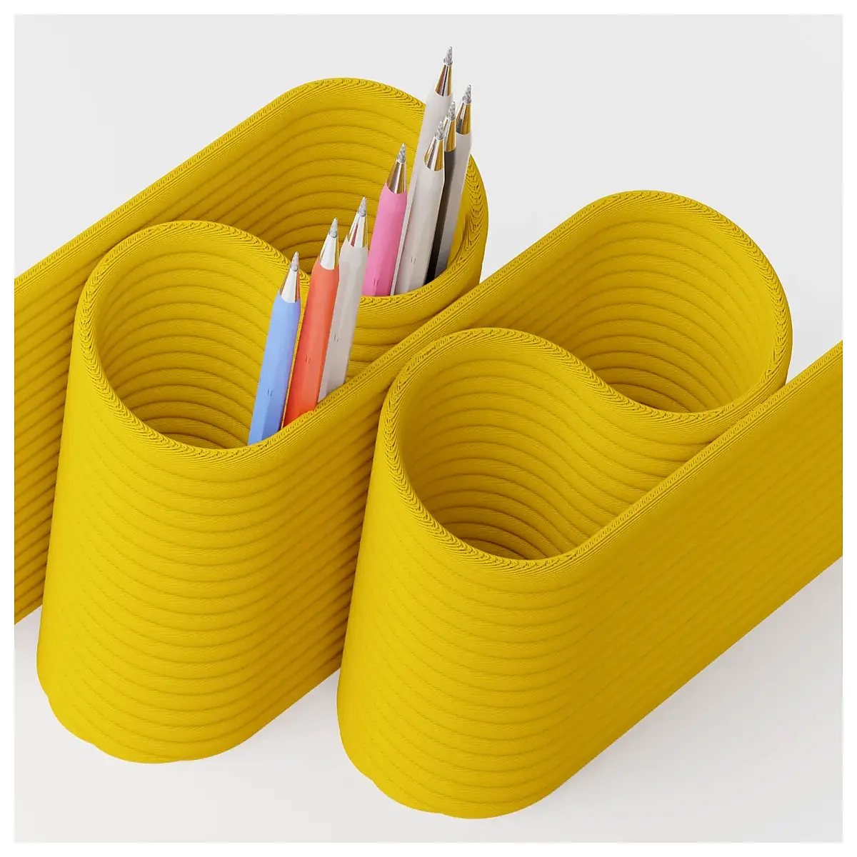 aesthetic wave desk organizer for home office satisfying fidget toy storage wavy pen holder and stationery caddy