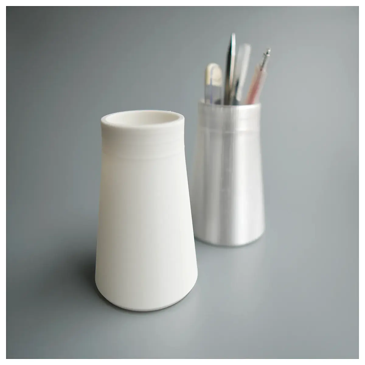 minimalist desk organizer pen holder for office supplies sleek metal cylinder storage box