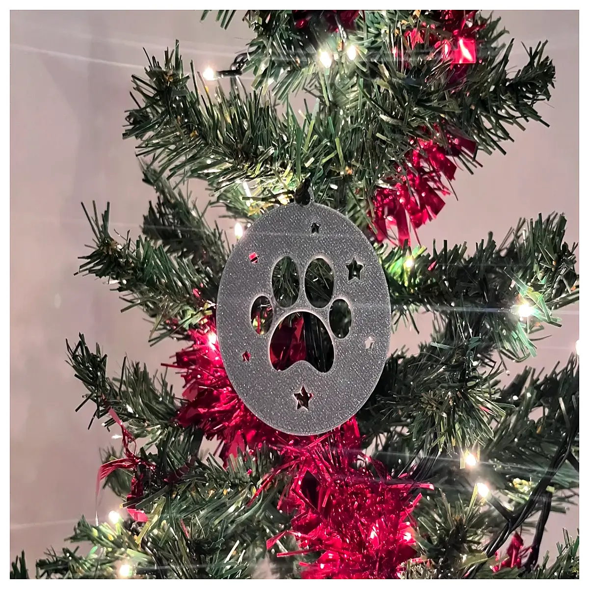 christmas dog paw print ornaments for tree festive holiday pet paws decorations xmas window hanging charms