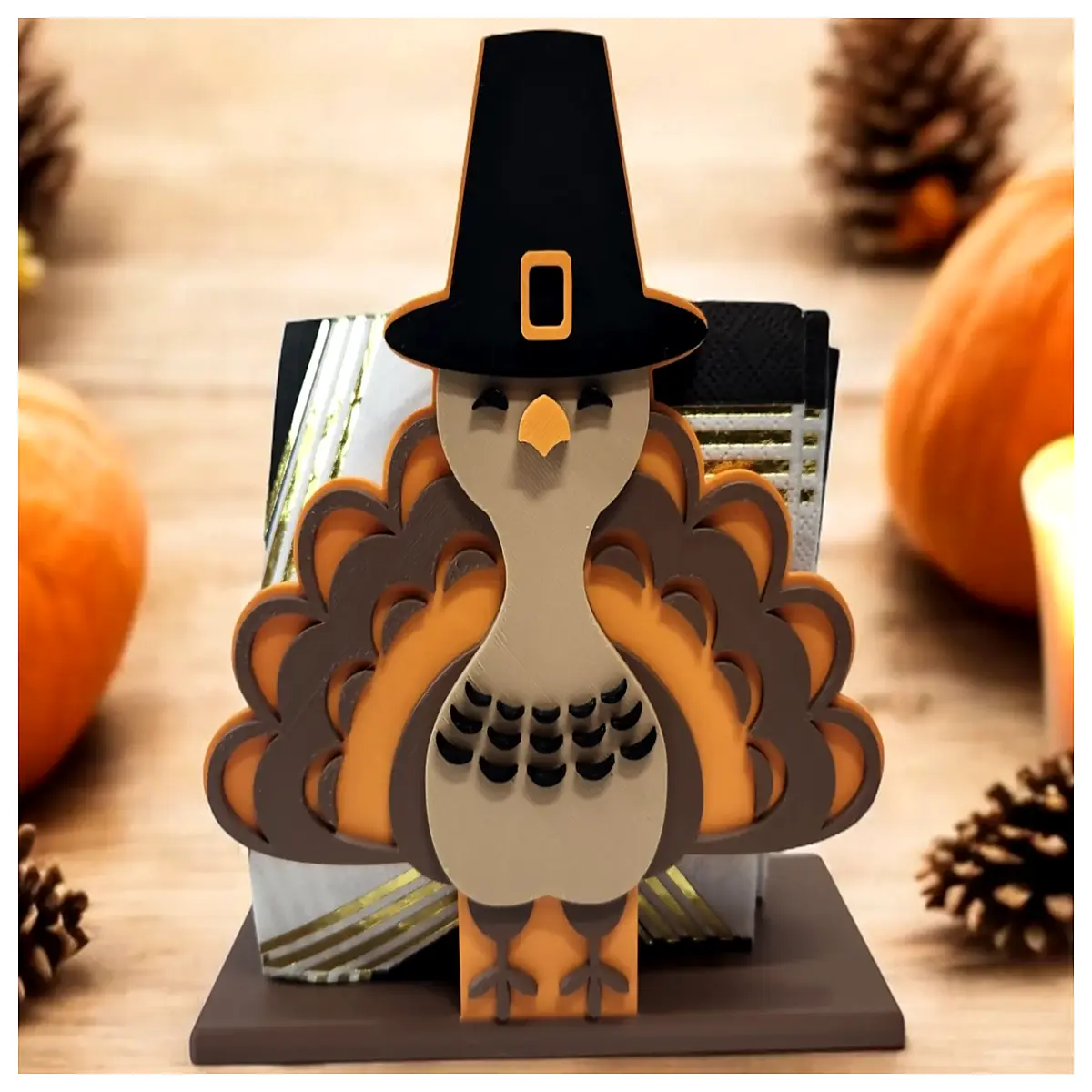 thanksgiving turkey napkin holder festive table decor holiday dinner centerpiece