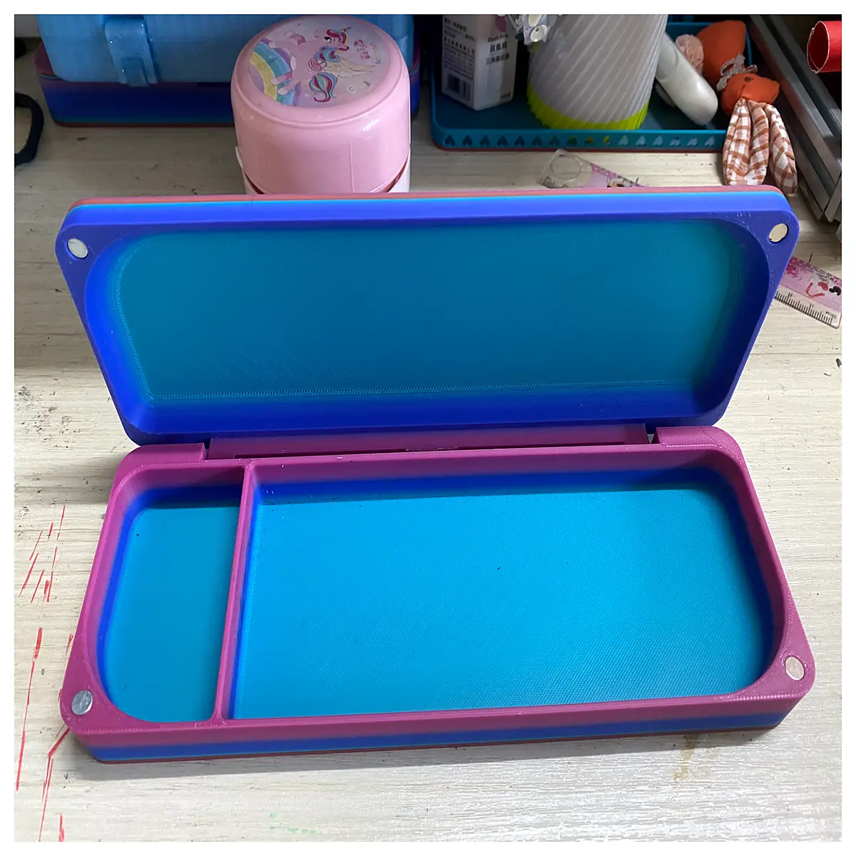 magnetic pen holder for desk organizer metal pencil case with magnet base portable stationery storage box